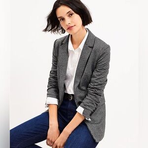 Loft Houndstooth Long Modern Blazer